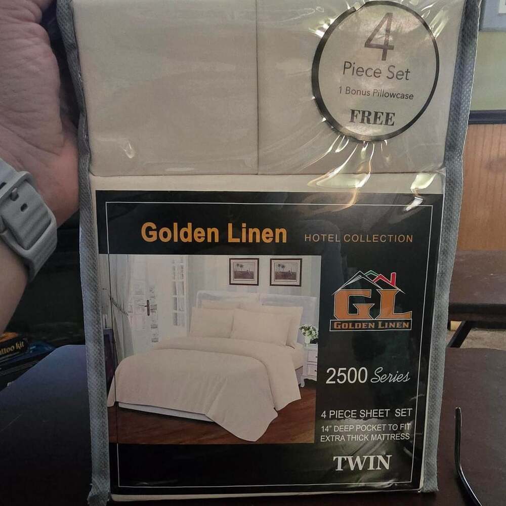 Golden Linen 2500 Series Twin Sheet Set Ivory Hotel Collection